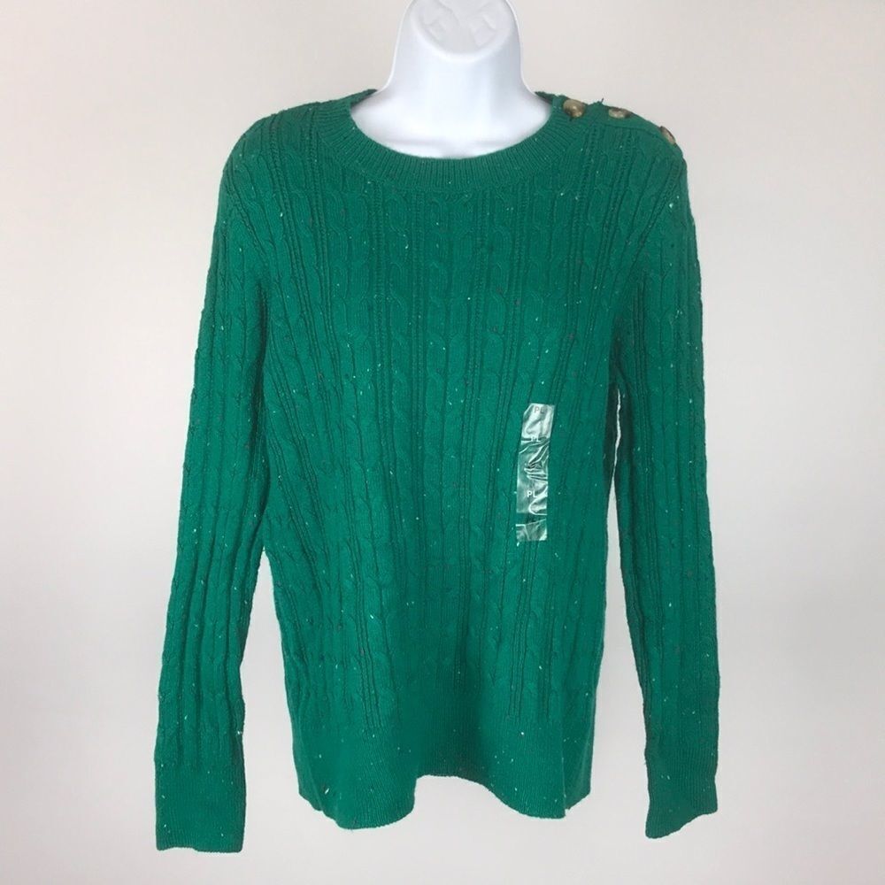 Charter Club Petite Button Accent Sweater women’s size PL